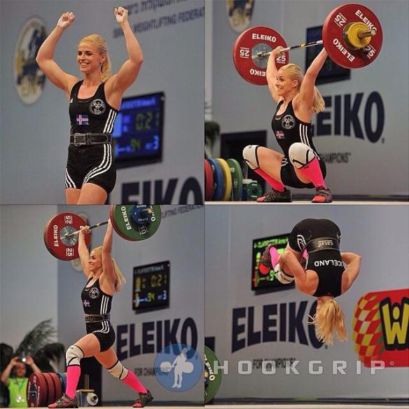 Samsett mynd sem sýnir m.a. íslandsmets lyftu Önnu